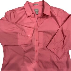 Chico's Womens Button Down Top Pink Wrinkle Resistant Blouse 3/4 Sleeve 2 Med 12